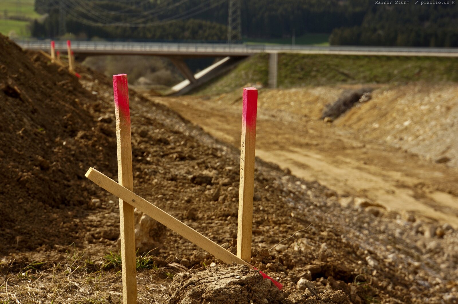 Absteckung auf einer Baustelle